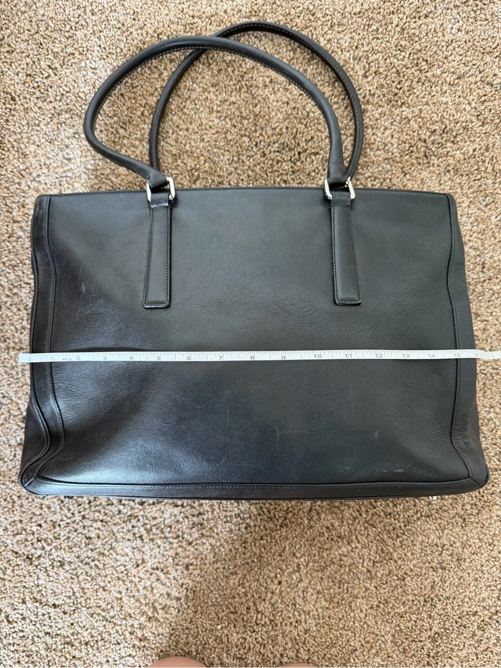 COACH Vintage H2S-9426 Black Leather Tote Computer Bag with Black Wristlet